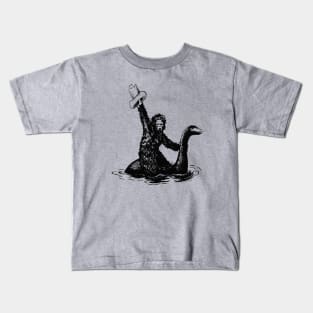 Bigfoot Riding Loch Ness Monster Kids T-Shirt